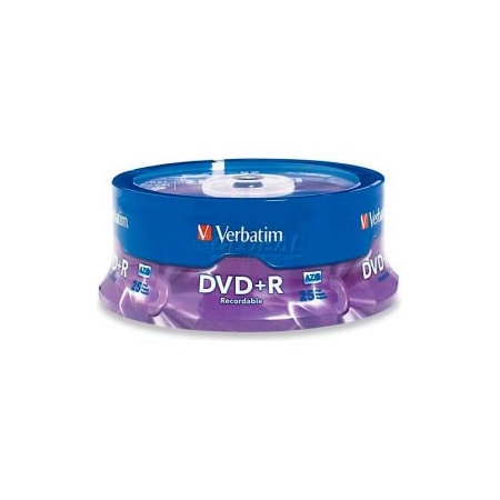 Verbatim Americas Verbatim DVD+R Spindle, 95033, 4.7GB, 120 Minutes, 16X, 25/Pk 95033